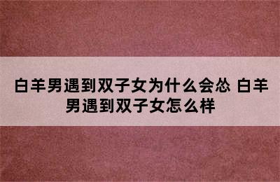 白羊男遇到双子女为什么会怂 白羊男遇到双子女怎么样